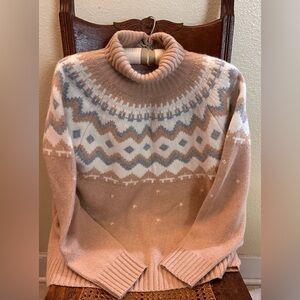 NWOT Antonio Melani Leah Fair Isle Cashmere Turtleneck Sweater